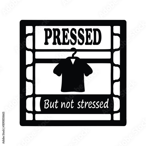 A minimalist art illustration of a pressed shirt and relaxed message