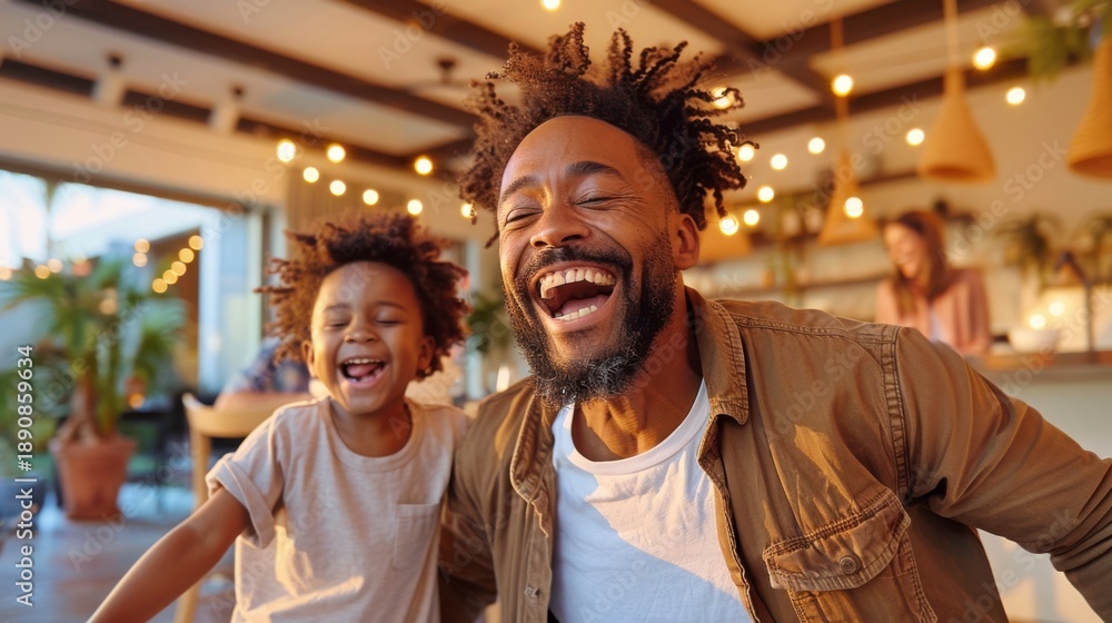 Fototapeta premium A spontaneous and joyful moment of pure fun.