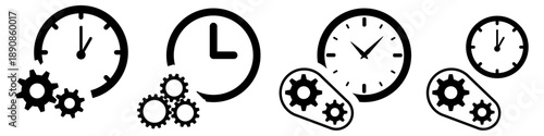 Set of progress time icon vector for workflow and deadline themes. Symbolizes duration and loading status. Ideal for project management apps.