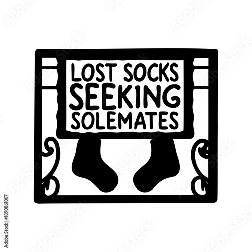 Humorous Lost Socks Solemates Sign with Decorative Frame and Socks Design