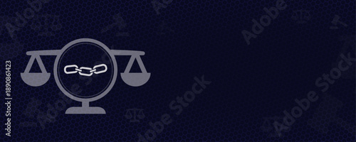 Human Rights and Criminal Justice Concept with Chain Link and Scale Icon Vektor Illustration with Copy Space