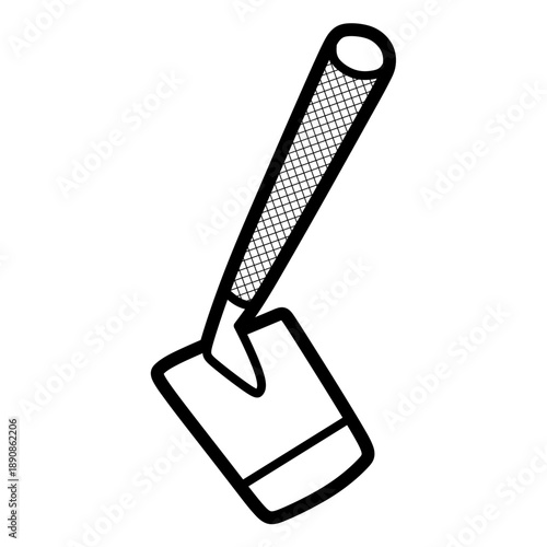 black and white mini hoe image, editable lines