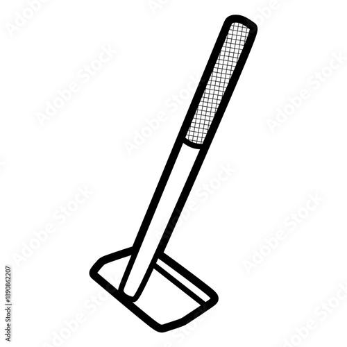 black and white mini farm hoe line art, editable lines