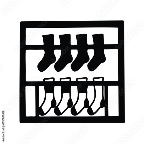 Organized socks in a closet or drawer ready to be used daily