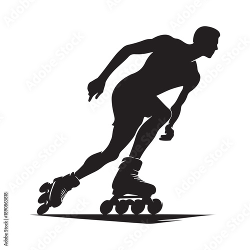 rollerblader vector silhouette clip art logo design illustration. abstract icon idea collection
