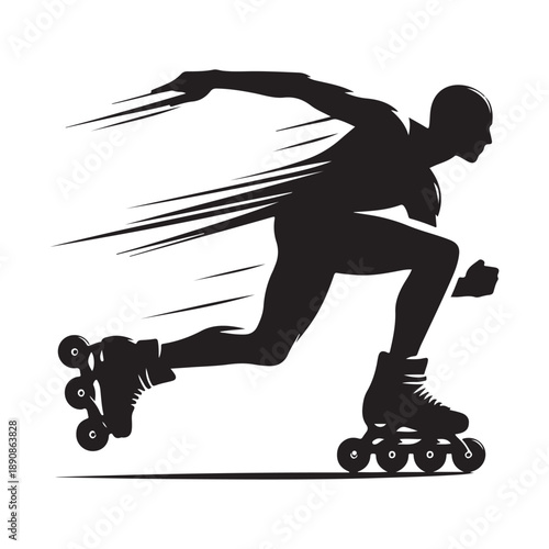 rollerblader vector silhouette clip art logo design illustration. abstract icon idea collection
