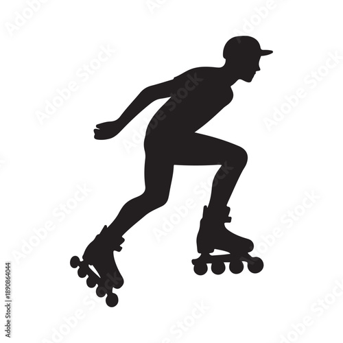 rollerblader vector silhouette clip art logo design illustration. abstract icon idea collection
