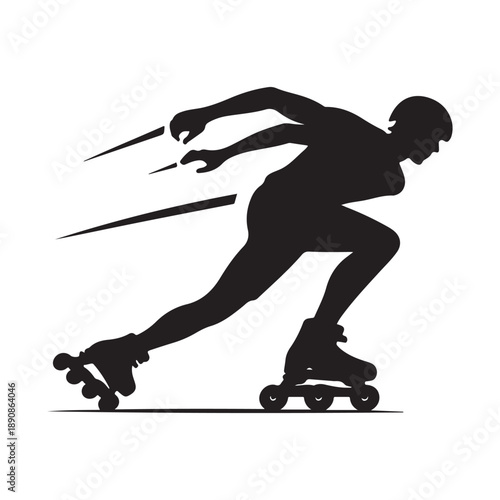 rollerblader vector silhouette clip art logo design illustration. abstract icon idea collection
