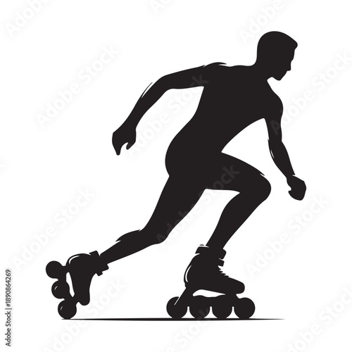 rollerblader vector silhouette clip art logo design illustration. abstract icon idea collection
