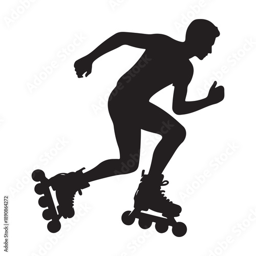 rollerblader vector silhouette clip art logo design illustration. abstract icon idea collection
