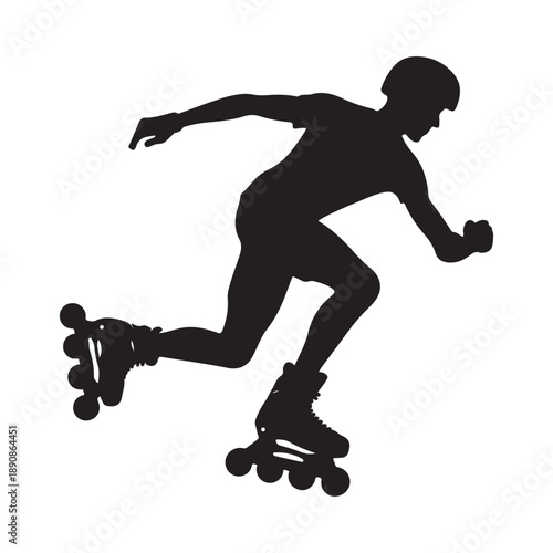 rollerblader vector silhouette clip art logo design illustration. abstract icon idea collection
