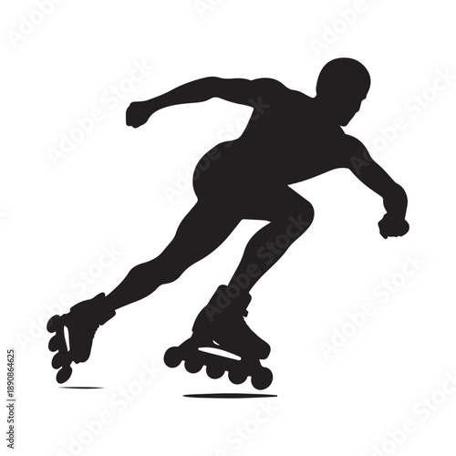 rollerblader vector silhouette clip art logo design illustration. abstract icon idea collection
