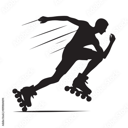rollerblader vector silhouette clip art logo design illustration. abstract icon idea collection
