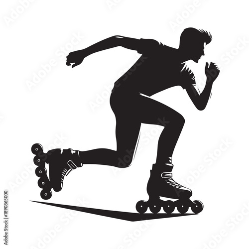 rollerblader vector silhouette clip art logo design illustration. abstract icon idea collection
