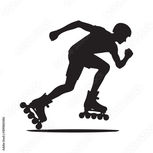 rollerblader vector silhouette clip art logo design illustration. abstract icon idea collection

