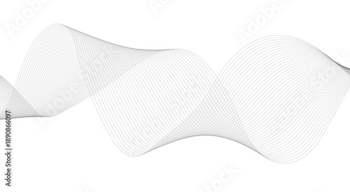 Abstract wave element for design. Digital frequency track equalizer. Wave with lines created using blend tool. Curved wavy line, smooth stripe.
