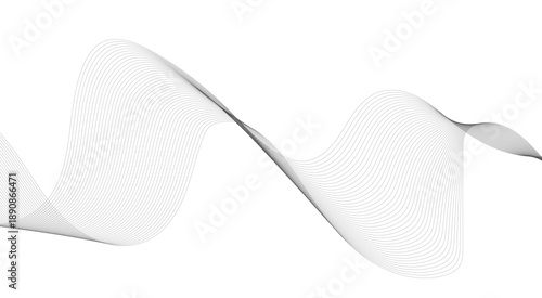 Stylized line art background. Vector illustration. Wave with lines created using blend tool. Abstract wave element for design. Digital frequency track equalizer.