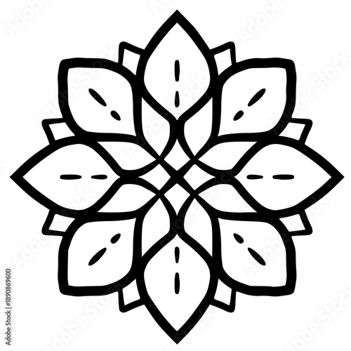 Hand-Drawn Islamic Floral Mandala Geometric Ornament Illustration