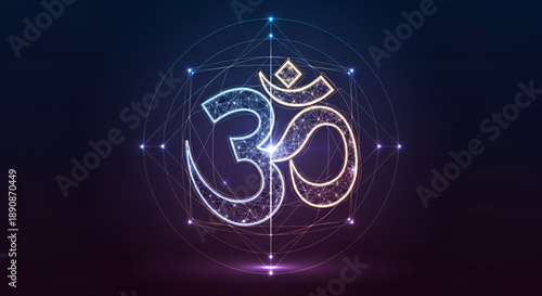 Divine Om symbol with cosmic geometry light energy and spiritual vibration showing sacred meditation faith devotion and Maha Shivratri festival background