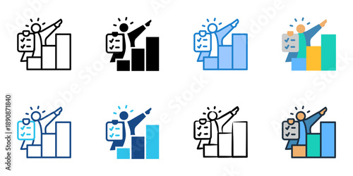 Strategic Planning icons set multiple style collection. Editable stroke 
