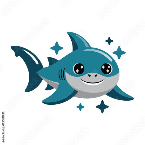 Aquarium night event banner, winking shark character, stargazing by sea, educational lecture session, craft lab, souvenir sticker set for kids