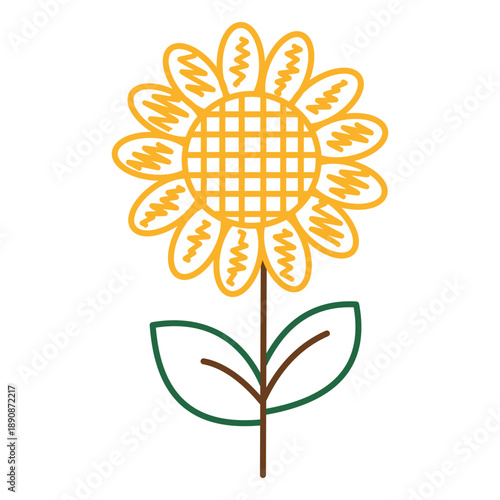 Sunflower Scribble Style Illustration