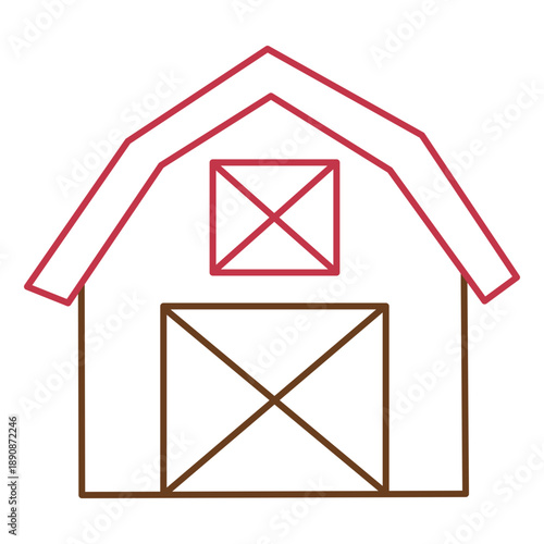 Simple Farm Barn Line Art