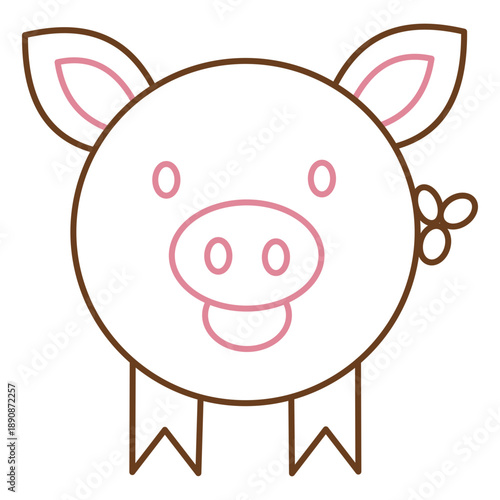 Pig Head Line Art Icon
