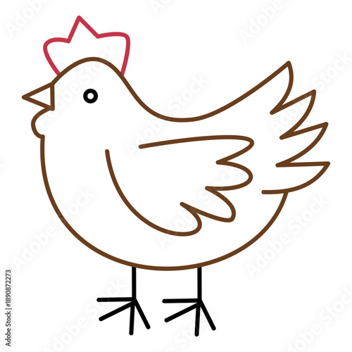 Chicken Hen Line Art Icon
