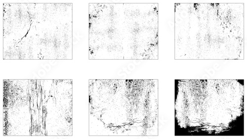 Set of Black and white grunge. Distress overlay texture. Surface dust and rough dirty wall background concept.