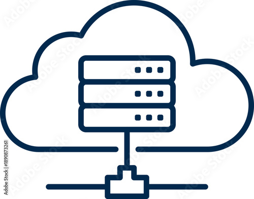 Cloud Server and IT Infrastructure Line Icon