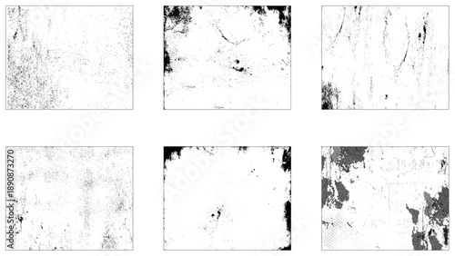 Set of Black and white grunge. Distress overlay texture. Surface dust and rough dirty wall background concept.