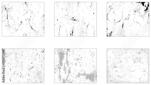 Set of Black and white grunge. Distress overlay texture. Surface dust and rough dirty wall background concept.
