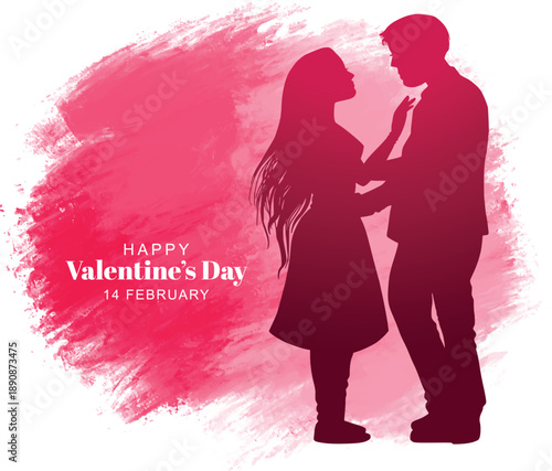 Happy Valentine's Day, silhouette of a couple
