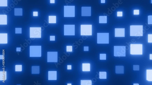 上下に揺れながら拡大縮小する青色のボックスの動画素材。ゲームや映像作品の演出に適した2DFXの4Kアニメーション背景