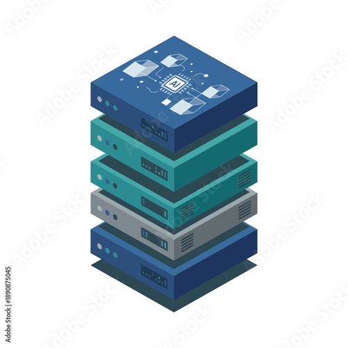 Layered cloud platform stack with dashboards, analytics and compute tiers, technology summit poster, architecture design workshop session, devops training vector