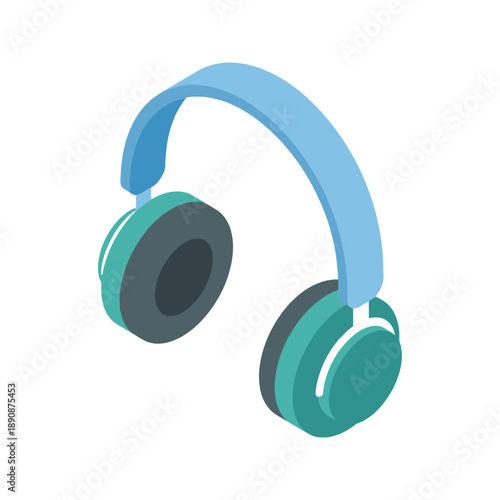 Wireless headphones isometric vector for music festival, podcast session, online class, gaming stream, travel playlist, audio monitoring, remote work calls.