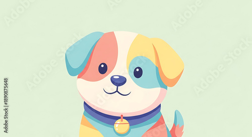 Wallpaper Mural Colorful cartoon dog with vibrant patches and collar. Torontodigital.ca