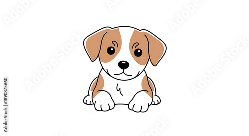 Wallpaper Mural Adorable cartoon dog illustration with white and brown fur. Torontodigital.ca
