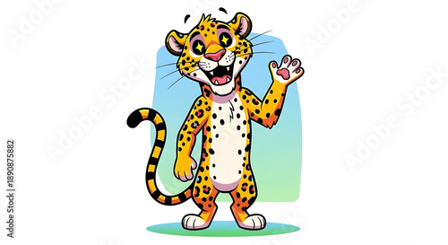 Wallpaper Mural Cartoon leopard character waving and smiling. Torontodigital.ca