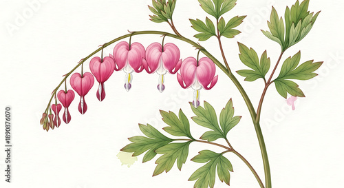 Wallpaper Mural Bleeding Heart Flower Plant with Pink Heart-Shaped Blooms. Torontodigital.ca