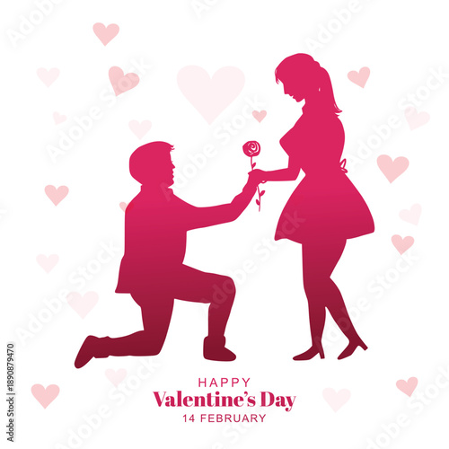 Happy Valentine's day, happy couple with heart