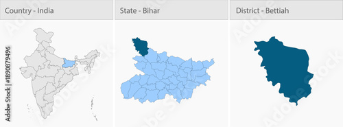 Bettiah_Map detailed map illustration graphic for educational reference, geographic visualization, design layouts, presentations, digital media and pr