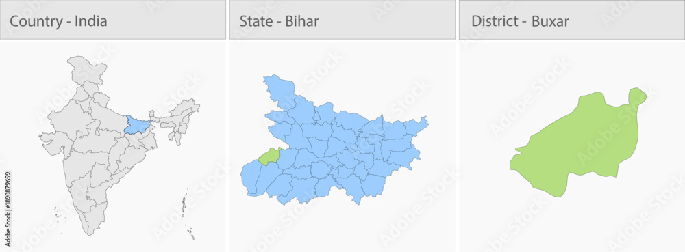 Obraz premium Buxar_Map detailed map illustration graphic for educational reference, geographic visualization, design layouts, presentations, digital media and prin