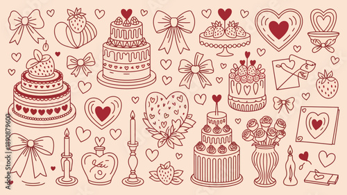 Festive Celebration Collection Cakes, Desserts, Hearts, and Romantic Accents for Special Occasions