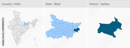 Katihar_Map detailed map illustration graphic for educational reference, geographic visualization, design layouts, presentations, digital media and pr