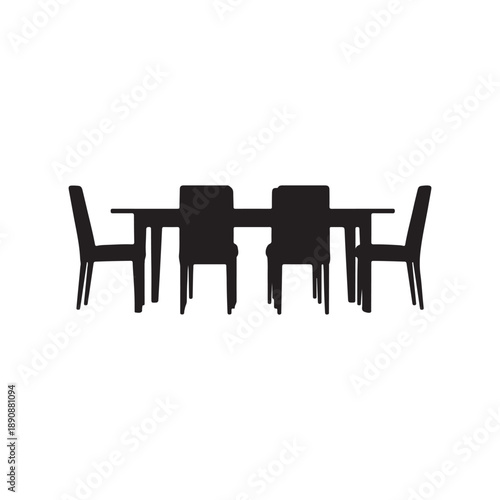 Dinning table silhouette vector flat illustration design.
