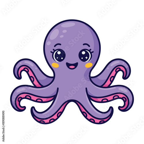Undersea birthday party graphic, smiling octopus mascot, invite header, games corner, coloring table, cupcake station, sea songs session playlist
