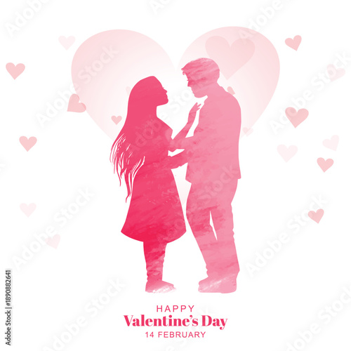 Happy Valentine's Day, happy couple with heart