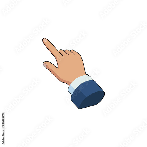 Pointing hand gesture icon, finger cursor, click pointer, user interaction symbol, touch interface control, navigation element, UI UX design vector